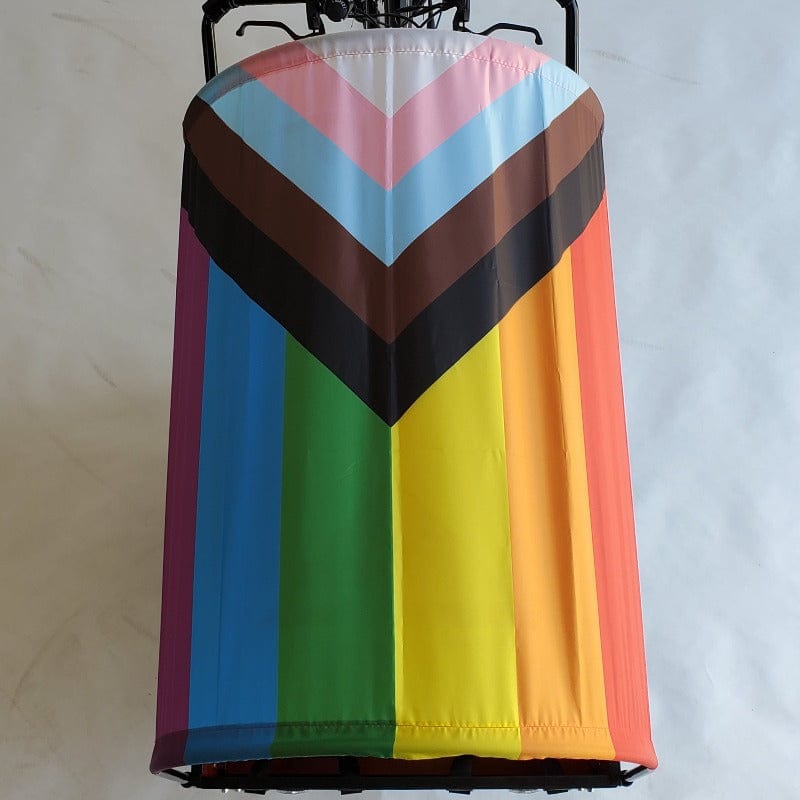 Pride Flag rainbow progress flag sun shade on bunch bike