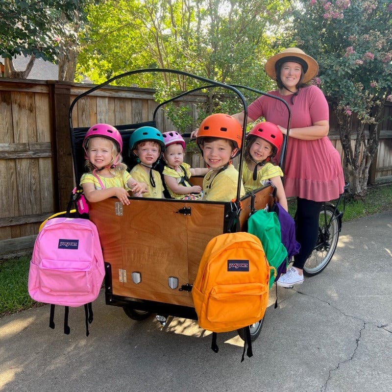 The Preschool cargo bike for 6 kids - daycare and nature school - #color_Honey Woodgrain