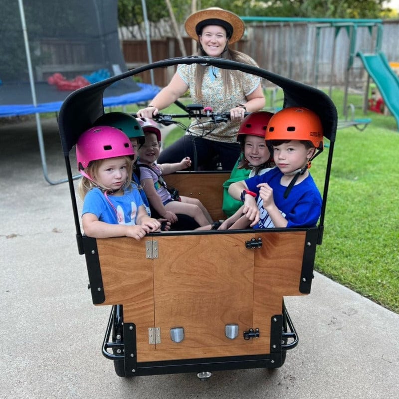 The Preschool cargo bike for 6 kids - daycare and nature school - #color_Honey Woodgrain