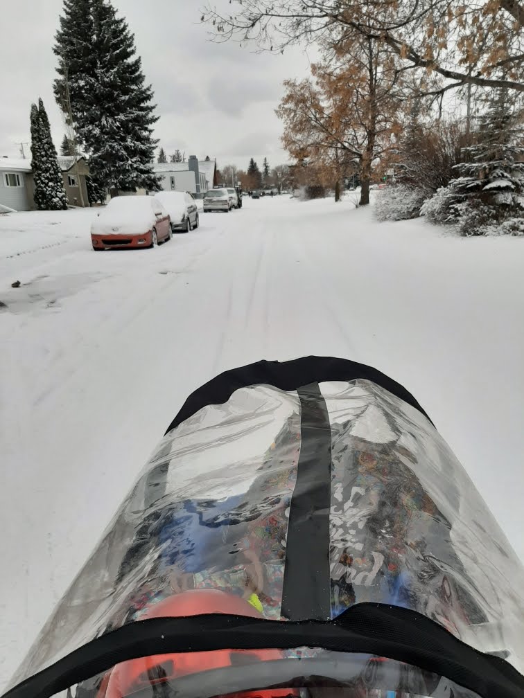 View of Bunch Bike on a snowy road