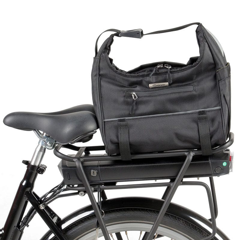 Po Campo Chelsea trunk bag mounted on rear rack of Bunch Bike #color_Black