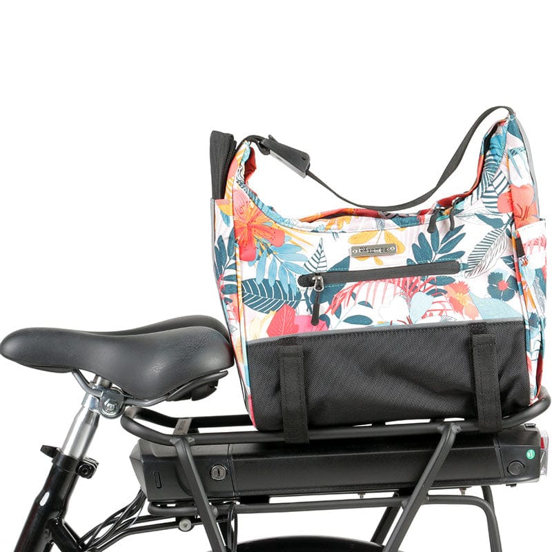 Po Campo Chelsea trunk bag mounted on rear rack of Bunch Bike #color_Flora